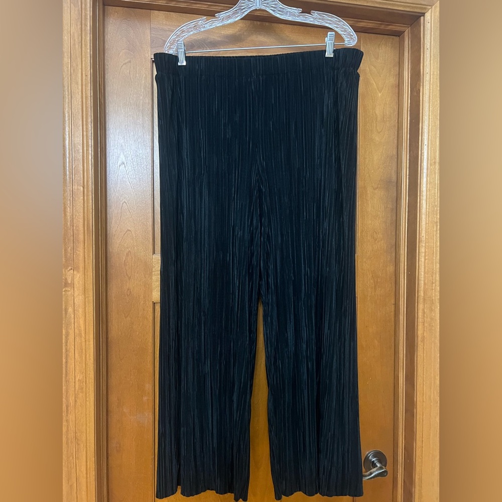 Anne Klein Accordion Pleat Satin Wide Leg Crop Dress Pants Size XL Lined NWT